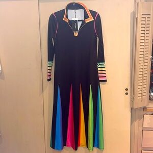 UOoZee life is amazing midi dress with rainbow colors size small NWT